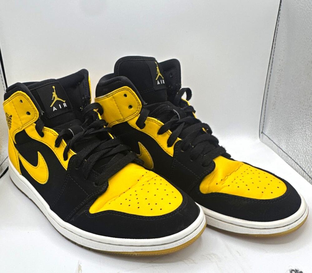 Nike Air Jordan 1 Mid New Love Black Yellow 554724-035 Men's